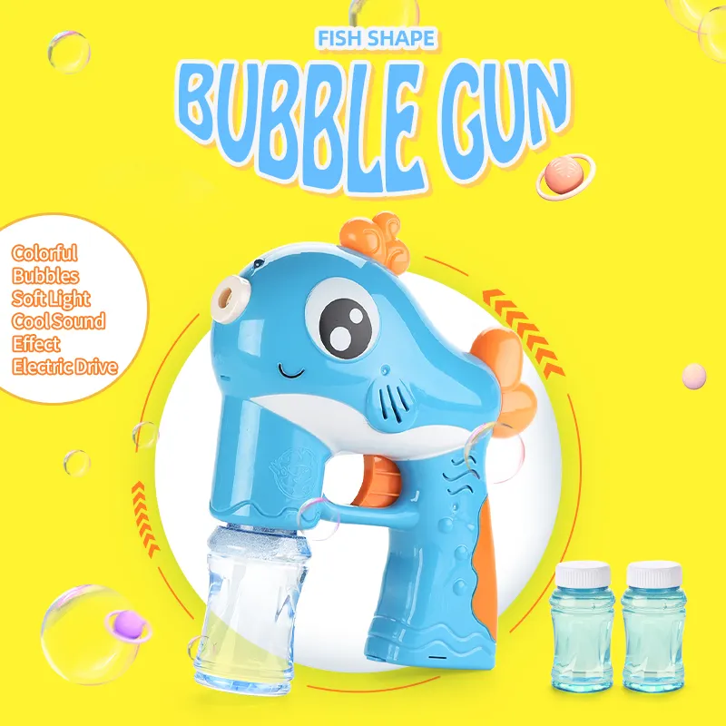 Kinder Sommer Outdoor elektrische automatische Heilbutt Seife Wasser Bubble Guns Gebläse Bubble Machine Spielzeug mit Musik Licht und