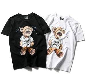低MOQハイストリートファッション私はキャニークライベア印刷昇華カスタムTシャツが欲しい