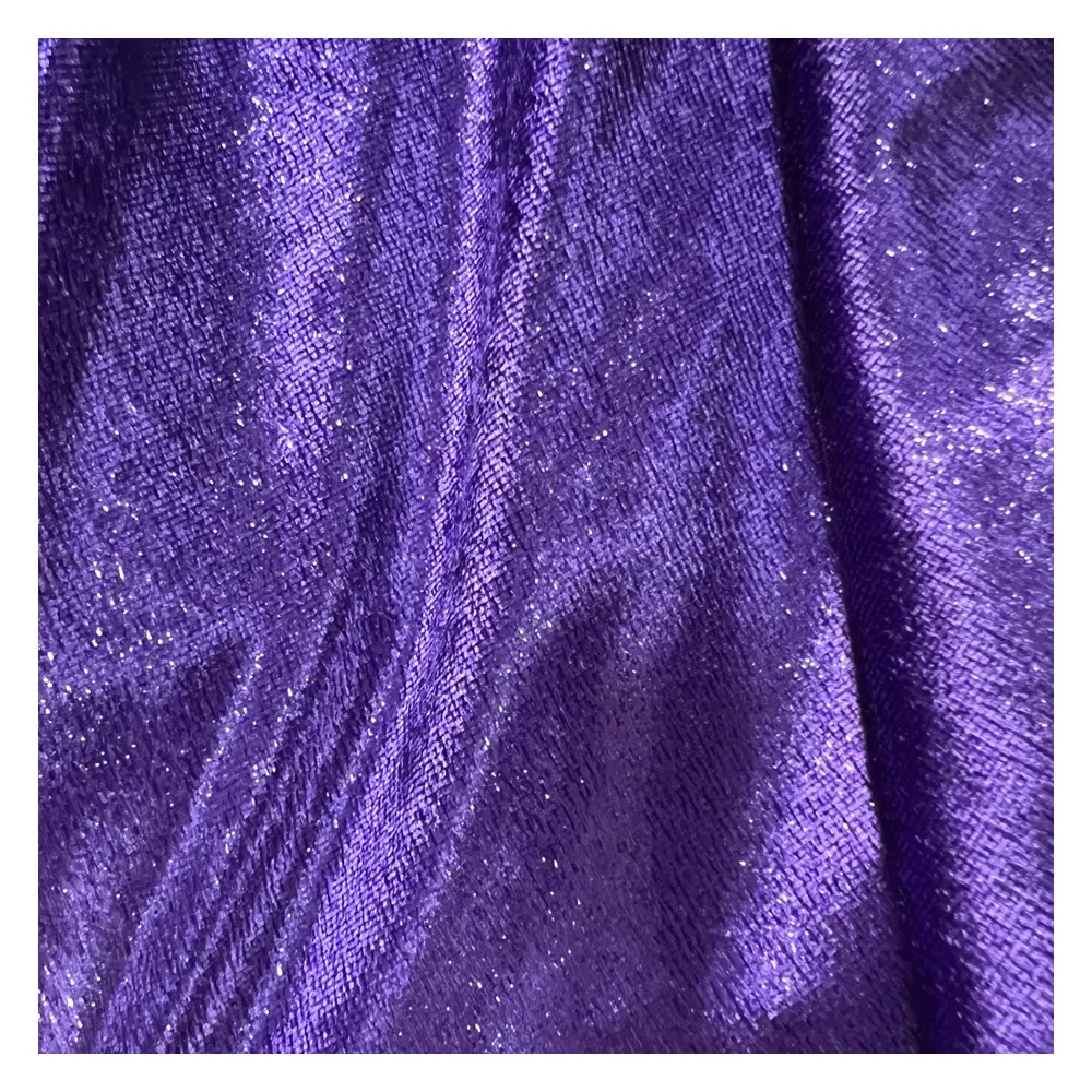 Tissu de velours en fil transparent brillant pour robes de soirée, tissu de velours en soie de haute qualité au mètre