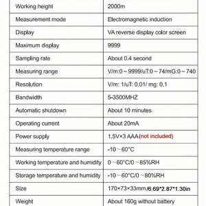 Digital Complete <strong>Functions</strong> EMF 01EMF Detector Electromagnetic Radiation Tester Black Pen Electronic Test - Product Image 6