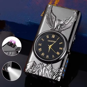 Windproof biểu tượng tùy chỉnh đa chức năng sang trọng đôi ARC thuốc lá điện tử nhẹ hơn với màn hình hiển thị điện LED đồng hồ cho nam giới của món quà - Product Image 3