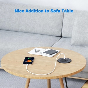 80mm <strong>UK</strong> Plug Recessed <strong>Mounted</strong> Smart Round Grommet Socket for Office Furniture with 1AC Power Outlet 20W USBA+USB-C Port - Product Image 5