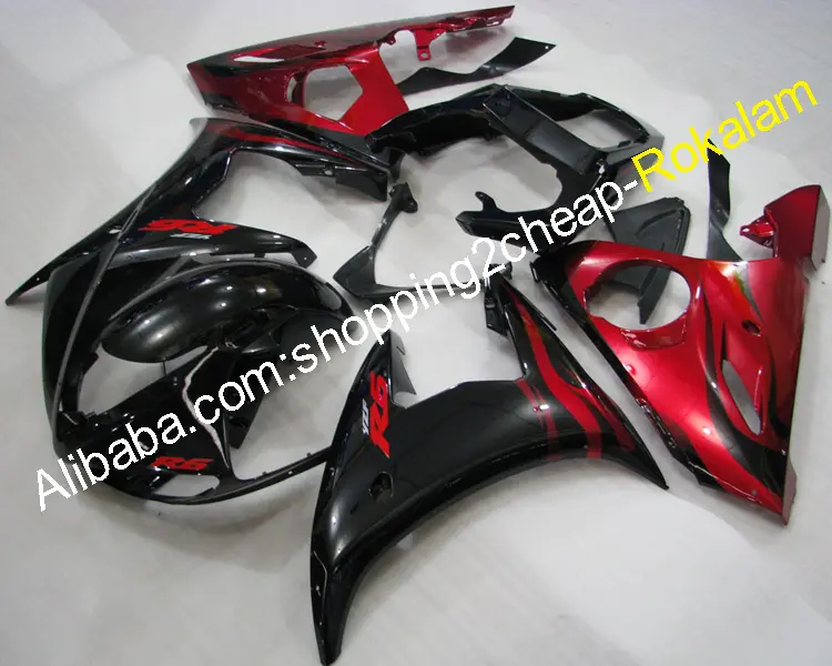 Carenado de plástico ABS para motocicleta Yamaha 05 YZF 600 R6 YZF-600 YZF600 YZFR6 2005, color rojo y negro