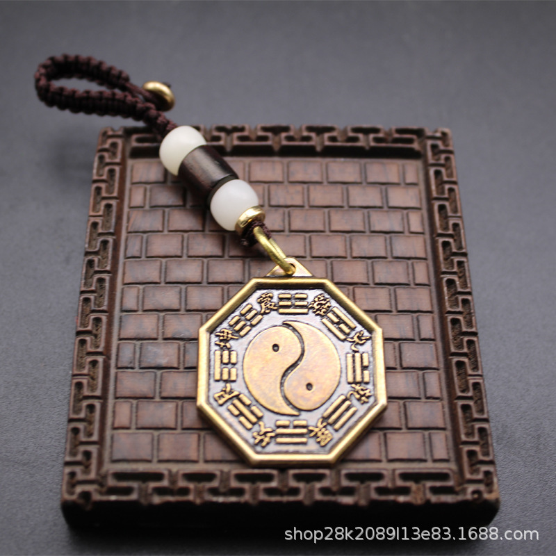 Miroir Bagua (Boucle suspendue à graines de Bodhi blanches)