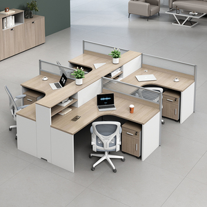 Escritorio de ordenador en forma de L Foshan con silla, mesa de oficina moderna Simple y posición del personal, asiento de tarjeta de esquina, Material de madera - Product Image 2