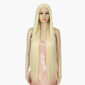 Rebecca Thụy Sĩ Ren Dài Mịn Thẳng Chịu Nhiệt 38 Inch Cho Phụ Nữ Da Đen Ombre Ren Phía Trước Tóc Giả Tóc Vàng Tổng Hợp Tóc Giả - Product Image 5