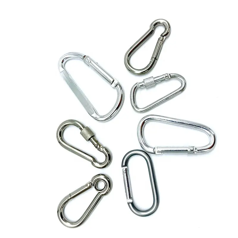 Moschettoni con anello a D in alluminio Clip a forma di D con cancello caricato a molla piccolo portachiavi moschettone Clip