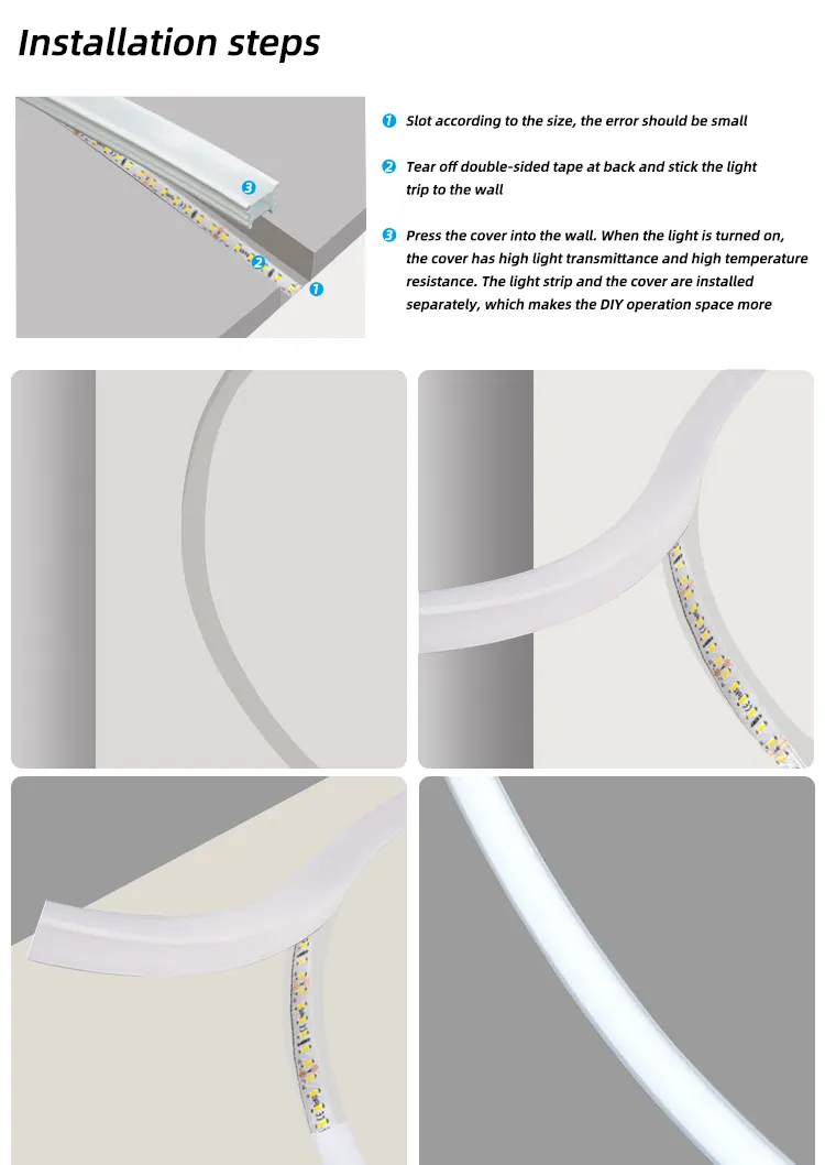 Lámpara de cubierta flexible de silicona Ed con función retardante lame de alto rendimiento para luces LED de tubo de neón, forma de protección