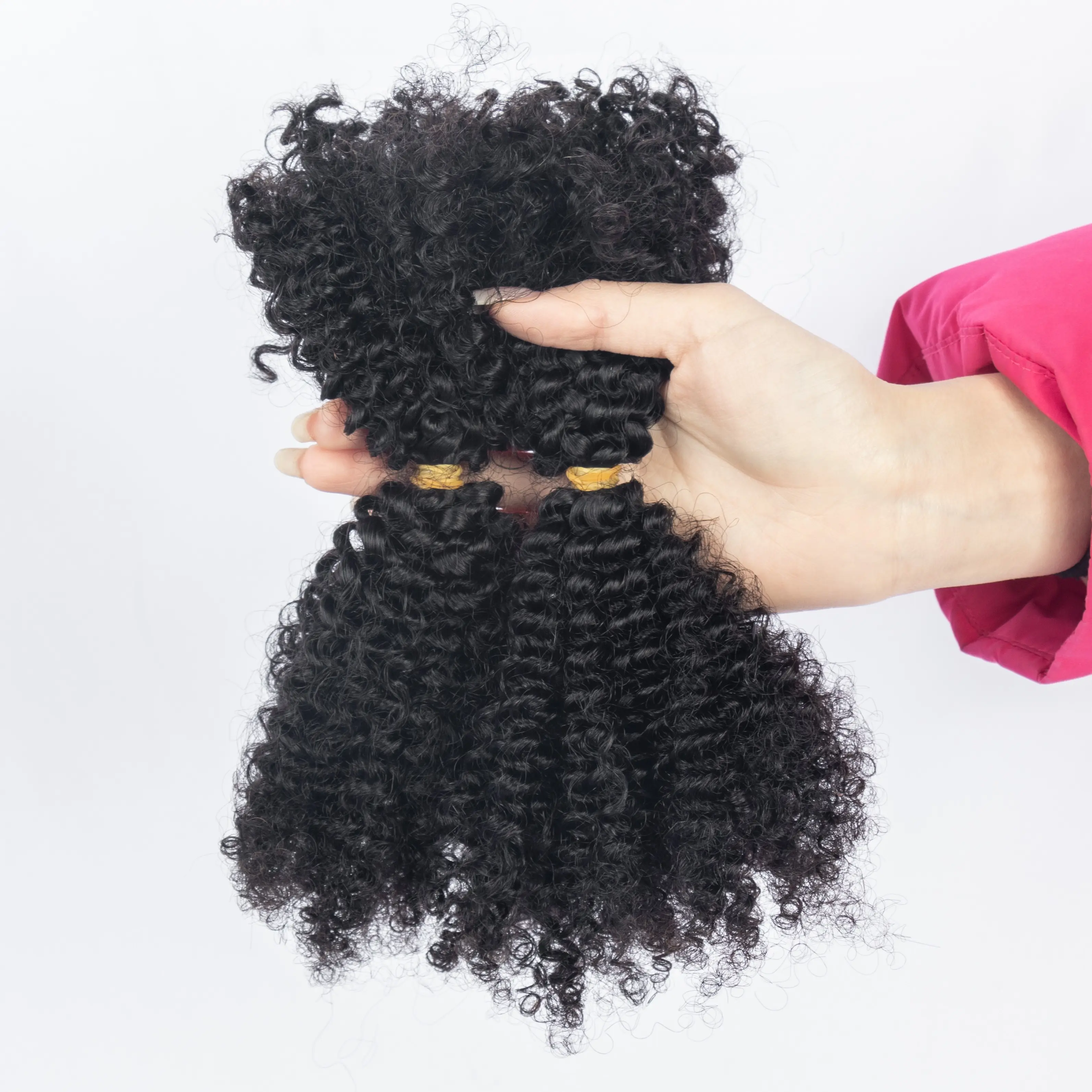 Pelo afro brasileño barato a granel para trenzas 4B4C extensiones de cabello rizado cabello trenzado humano