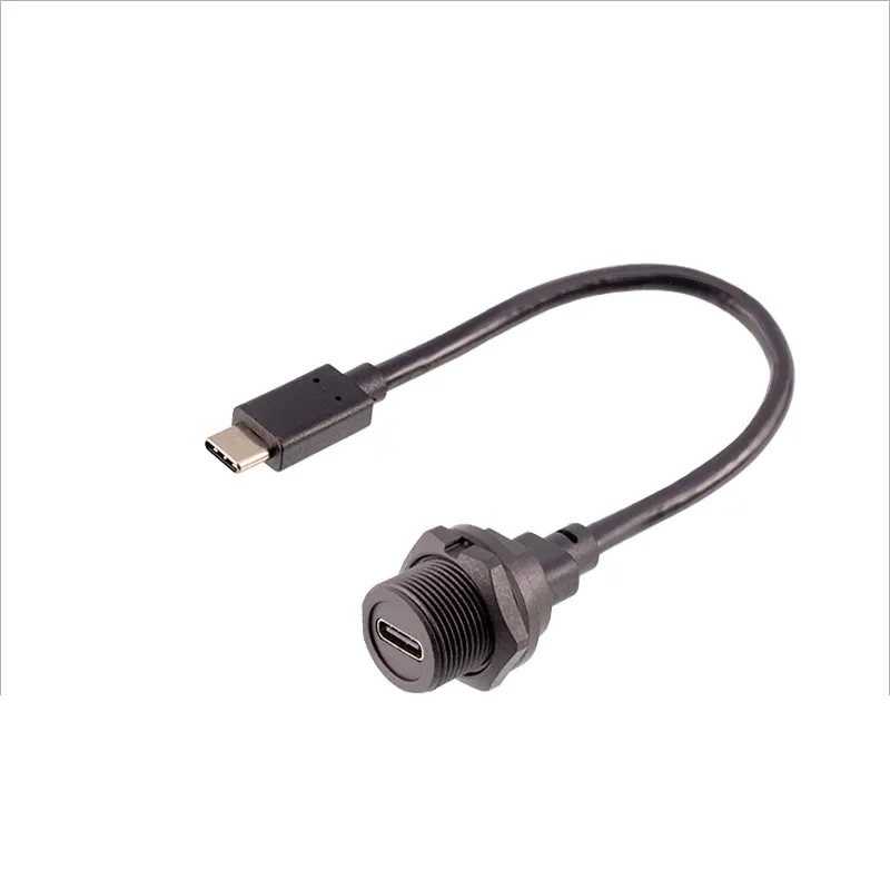 USB סוג C Gen3.0 3.1 נקבה זכר תקע שקע 0.3 0.5M 1M IP67 הארכת כידון עמיד למים usb כבלים
