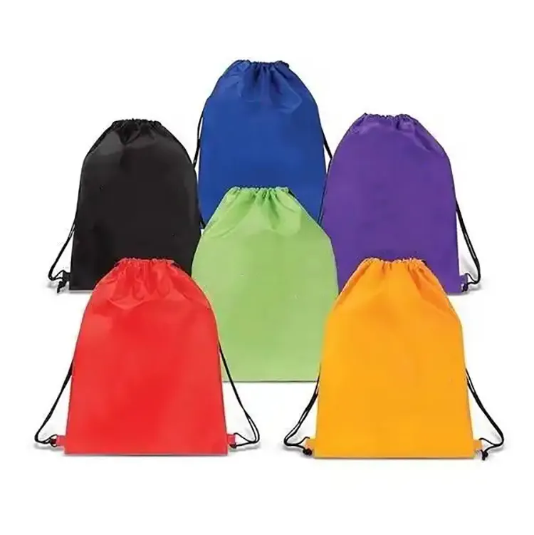 Yüksek kaliteli Polyester beraberlik dize özel spor sırt çantası spor çanta su geçirmez Logo promosyon spor İpli çanta