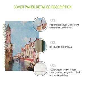 Cuaderno en espiral personalizado con formato A5 de alta calidad, cubierta trasera en blanco de cartón duro con logotipo impreso, cubierta frontal de tela, regalo, tamaño B5 - Product Image 3