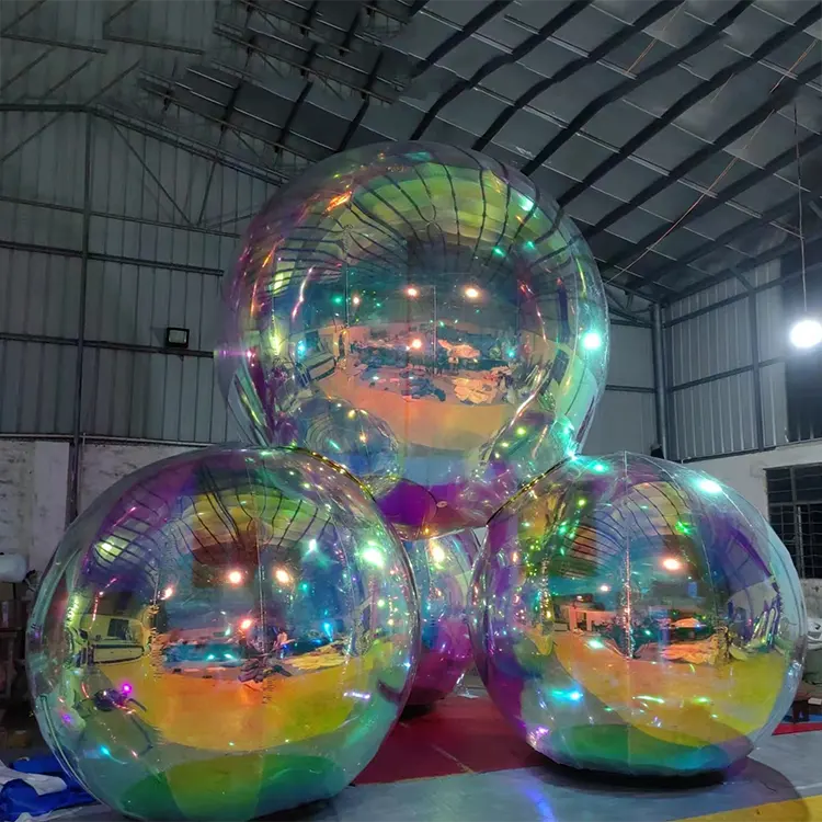 पार्टी inflatable सजावट चांदी inflatable दर्पण गेंद पीवीसी inflatable दर्पण गेंद गुब्बारा