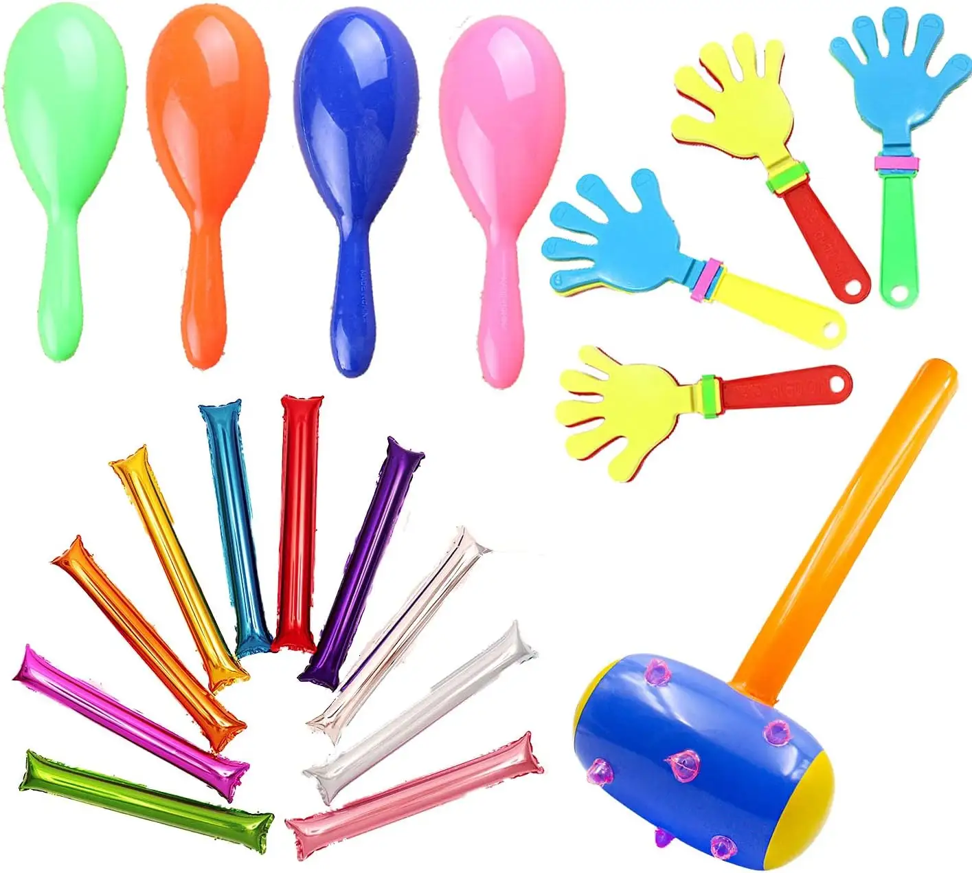Sweet Keding Hand Clappers Noise Maker Inflating Cheer Sticks Rods Colorful Sports Noise Makers Plastic Cheering Sticks