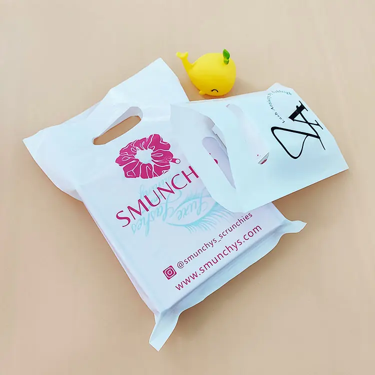 Bolsa de plástico de compras tamaño logotipo personalizado biodegradable bolsa de compras de plástico blanco gracias bolsas de compras de plástico logotipo personalizado