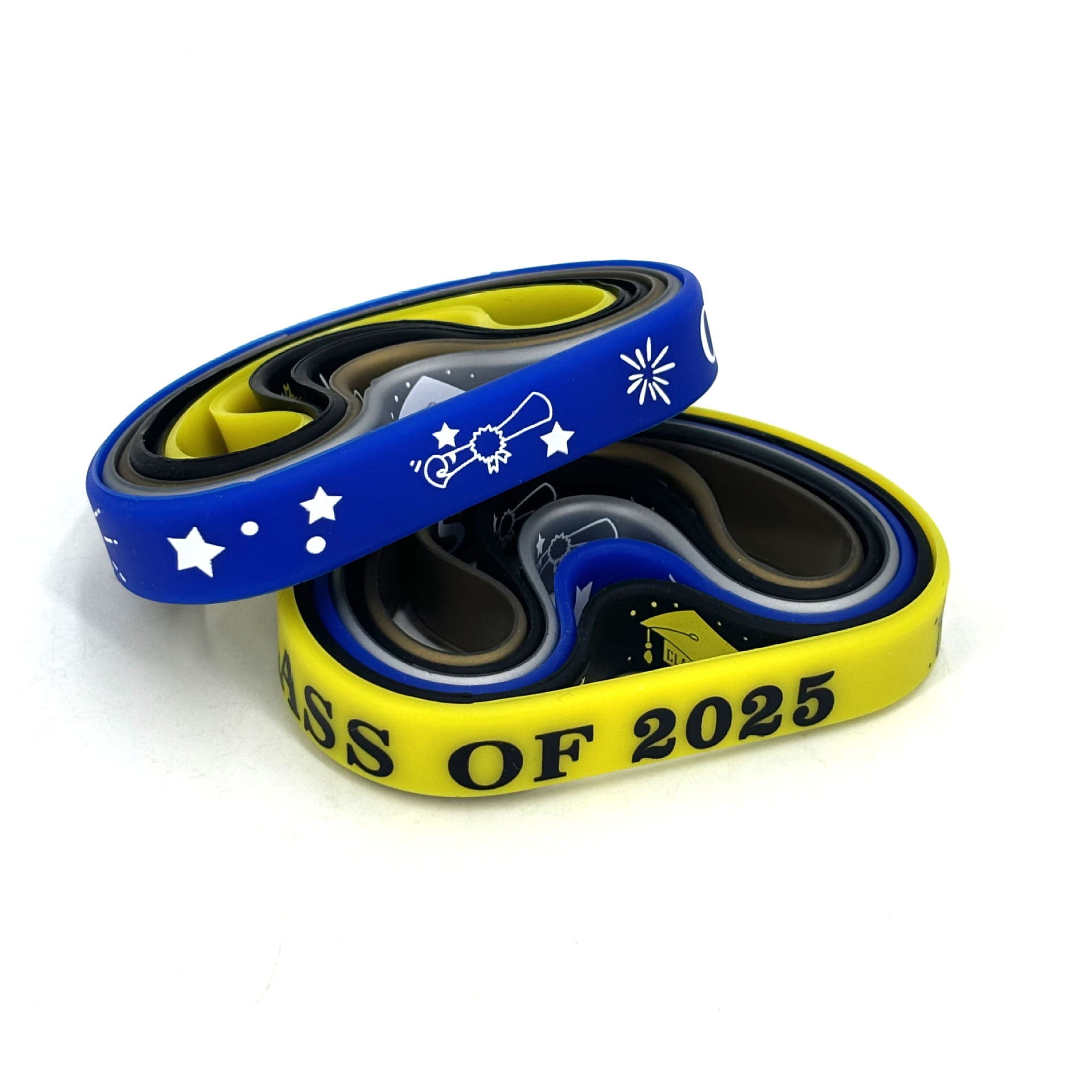 Paquete de 6 pulseras de silicona para la temporada de graduación.