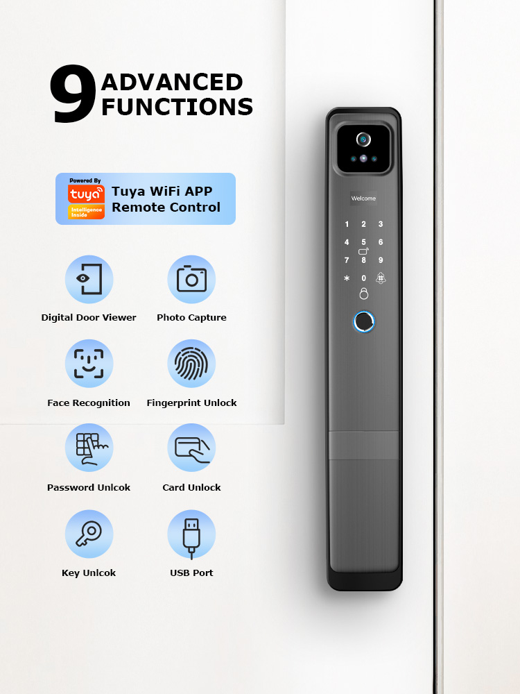 Full-Automatic Intelligent Fingerprint Key Digital Smart Lock Wifi Tuya Face Recognition Door Lock