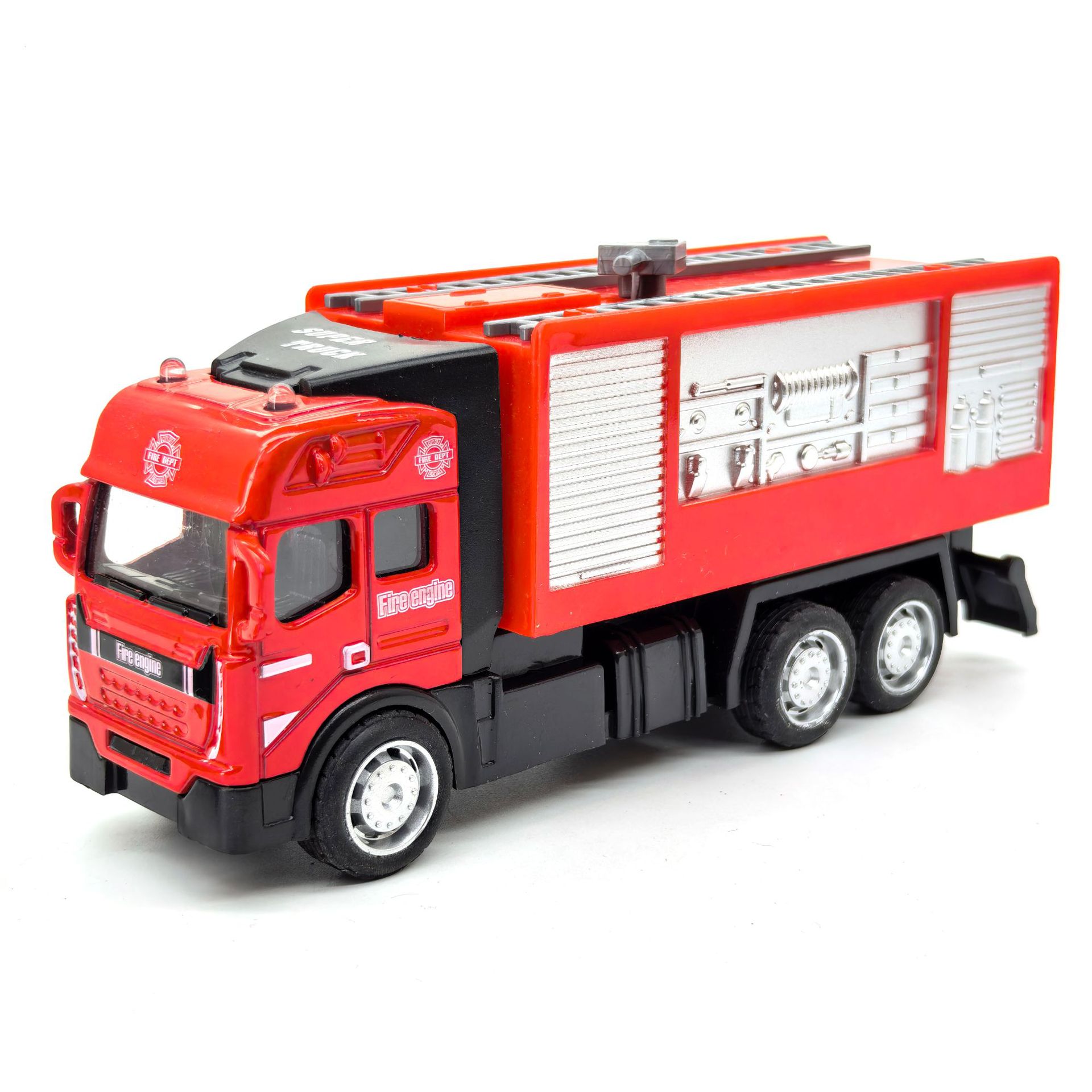 Cañón de agua HL de 15 cm de largo con escalera - camión de bomberos - rojo - bolsa OPP