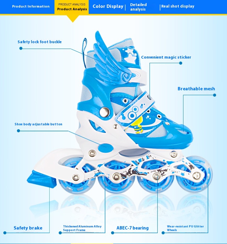 Zapatos flash individuales con rueda delantera azul (enviar alas y llaves)