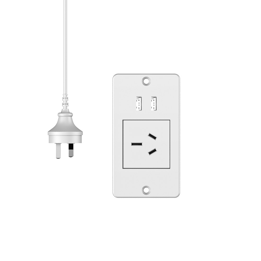 Bianco-1*Prese CA+2*USB-A-AU