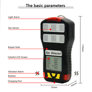 CE ATEX 6 In 1เครื่องตรวจจับก๊าซแบบพกพา CO CO2 H2S CL2 NH3 CH4 NO2 H2 - Product Image 3