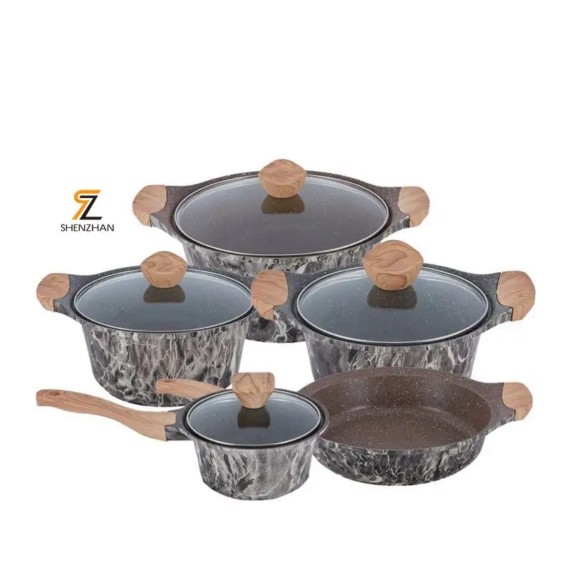 New Die Cast Aluminum Pots And Pans Non Stick Cookware Set Cooking Induction Granite Cookware Set