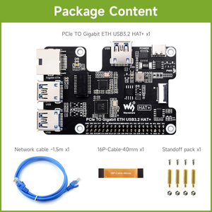 Cappello Aismartlink WAVESHARE PCIe to Gigabit Ethernet e USB 3.2 Gen1, compatibile con Raspberry Pi 5 Plug and Play - Product Image 2