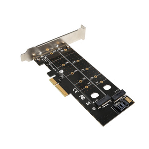 PCIe X4เป็นสอง M.2 B คีย์ M อะแดปเตอร์ NGFF PCI-E โฮสต์การ์ดขยายตัวควบคุมสำหรับ SATA หรือ NVMe SSD - Product Image 2