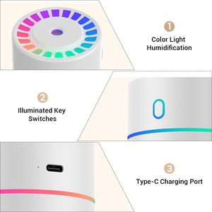 Pelembab udara kabut udara, kustom, pendingin udara, Mini portabel, Pelembab udara dengan 7 lampu warna-warni - Product Image 3