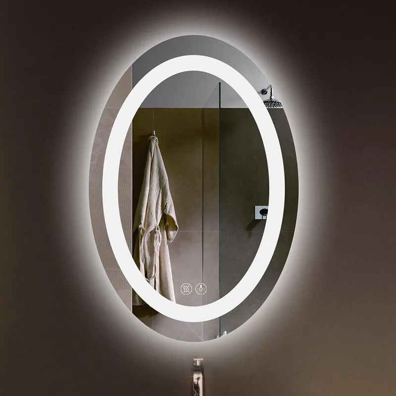 Di lusso frameless luci impermeabile touch screen a parete montato retroilluminato intelligente specchio cosmetico led