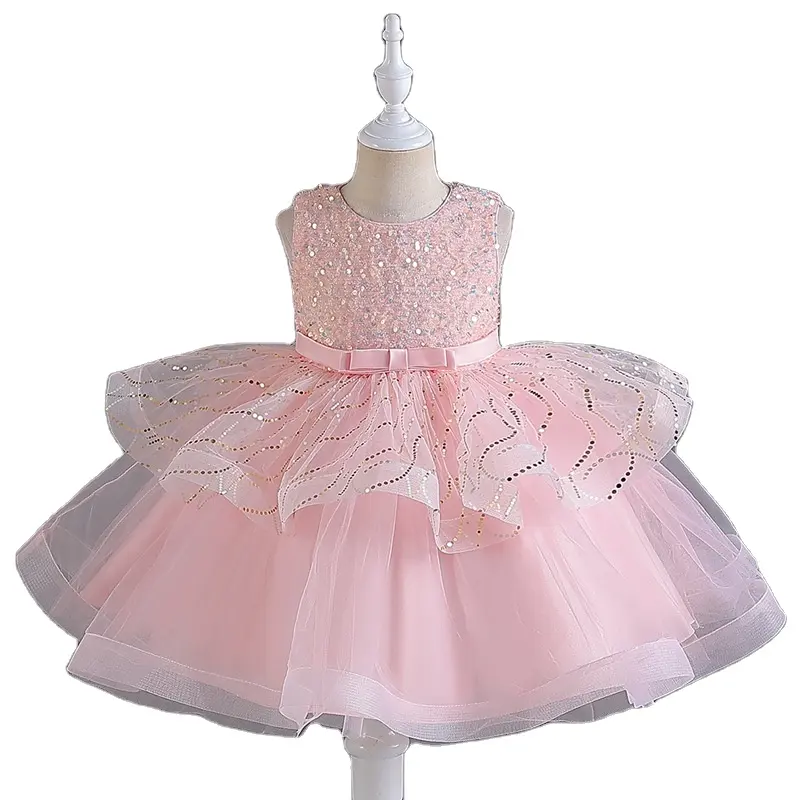 Preço barato princesa crianças vestidos 10 anos adolescentes roupas bebê rendas vestido padrões para Flower Girls 'Party Dresses