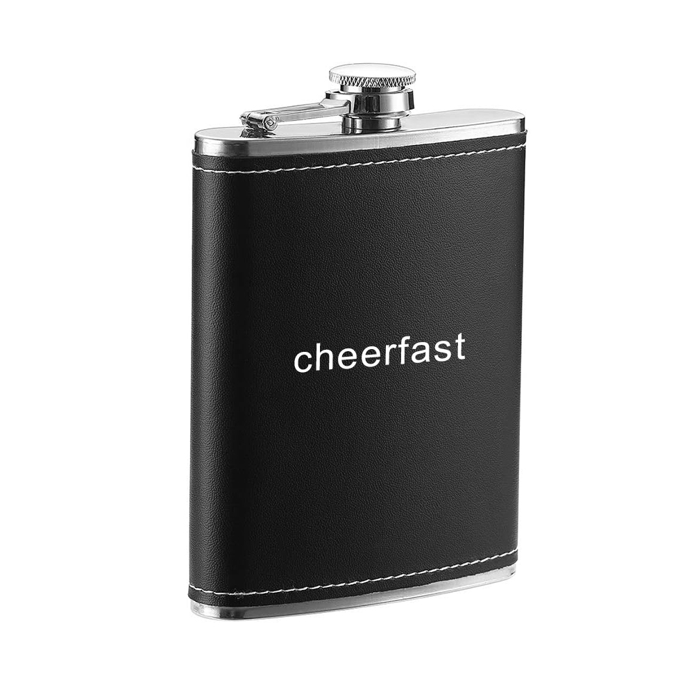 Flasque en cuir PU noir 8oz