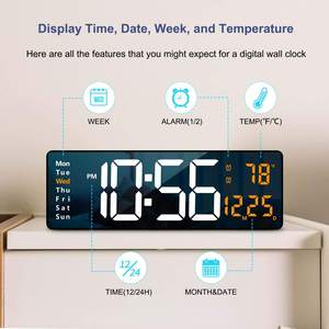 Orologio da parete digitale grande Display da 16.2 pollici LED orologio digitale con data settimana temperatura con telecomando orologio da parete sveglia - Product Image 3