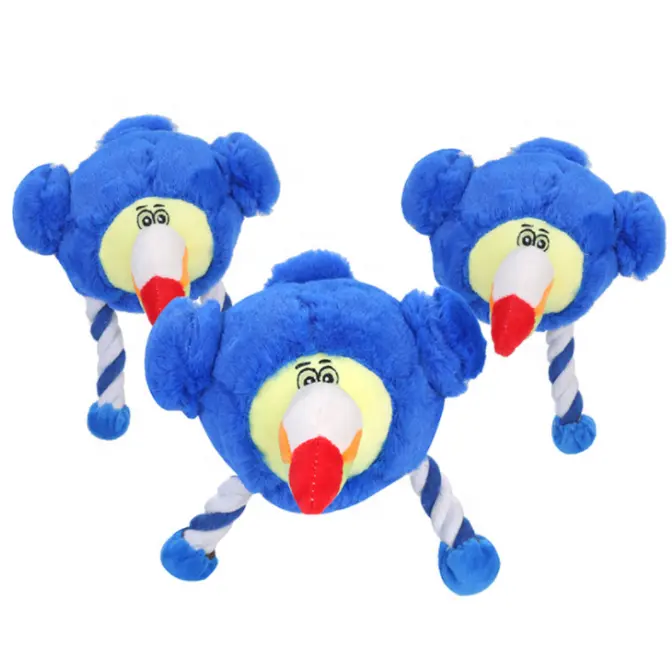 새로운 애완 동물 강아지 장난감 봉제 씹는 장난감 블루 부리 조류 코튼 로프 BB 애완 동물 용품