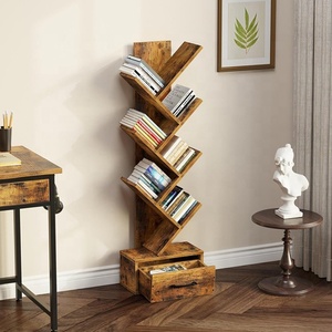 Ucuz fiyat özelleştirilmiş ahşap ağaç dalı modeli kitap oturma odası beyaz köşe depolama rafı - Product Image 4