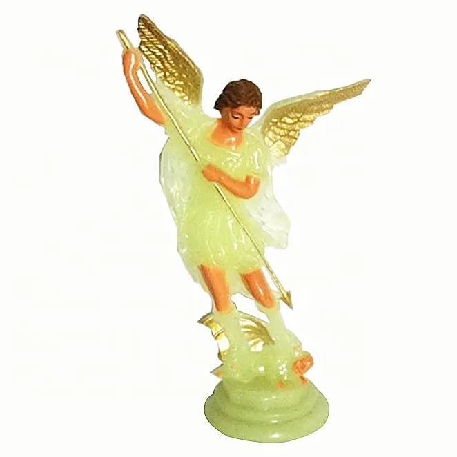 安い12.5センチメートルプラスチックダーク発光聖なる宗教像Archangel Michael像