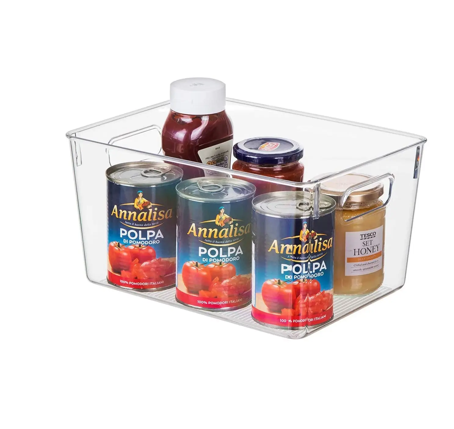 Kolları ile büyük toplu plastik Bpa içermeyen buzdolabı saklama kutuları ve kutuları, gıda için dondurucu saklama kapları