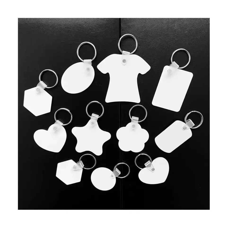 Оптовая продажа белых круглых металлических сублимационных брелоков в форме футболки