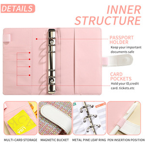 Cross-Border A6 Macaron PVC Hardcover Notebook 100-Page Loose-Leaf Hand Book with Cash <strong>Budget</strong> for Wholesale and <strong>Gifts</strong> - Product Image 3