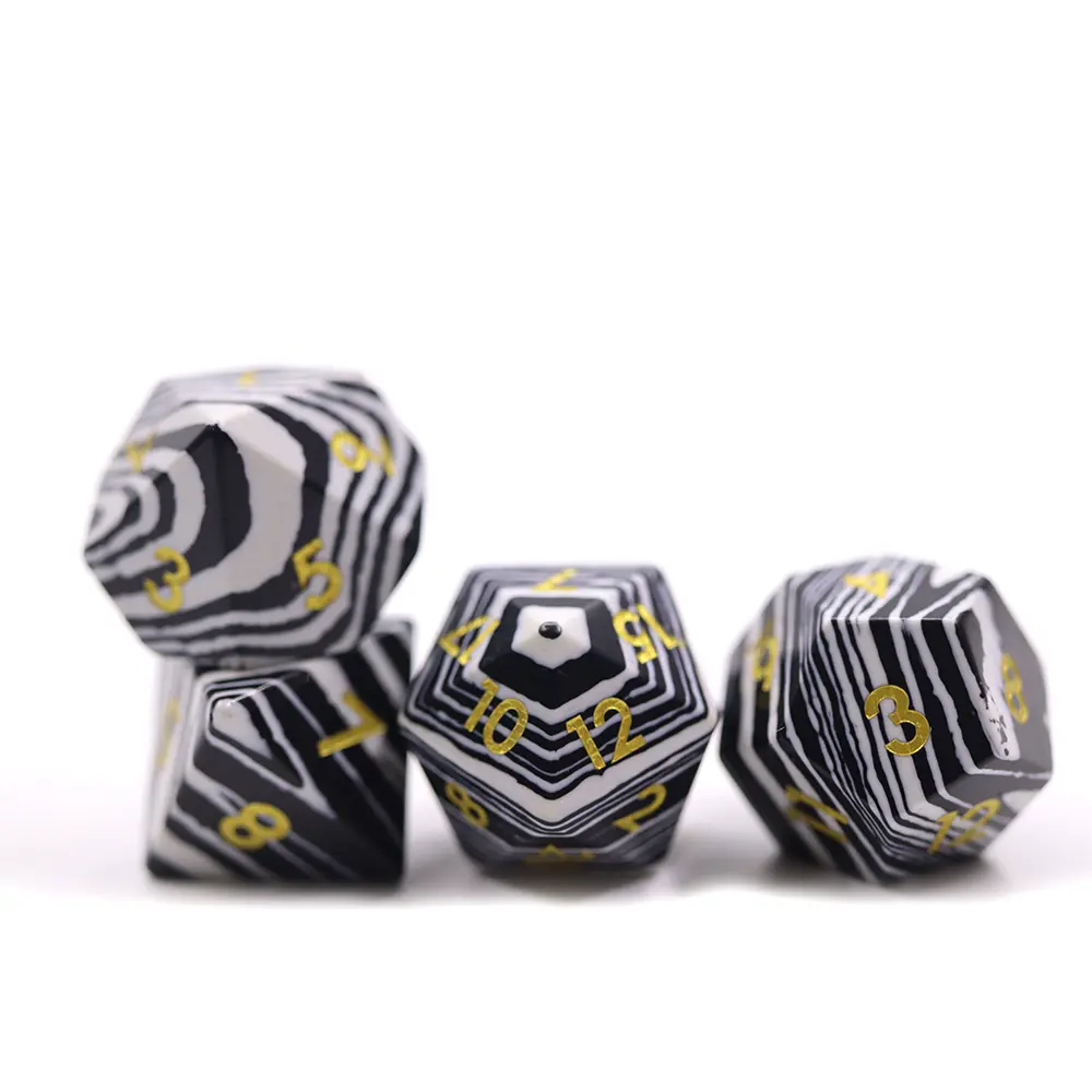 Custom חן קוביות סט Polyhedral פנינה טבעי אבן פס קוביות סט עבור DND לוח משחקים