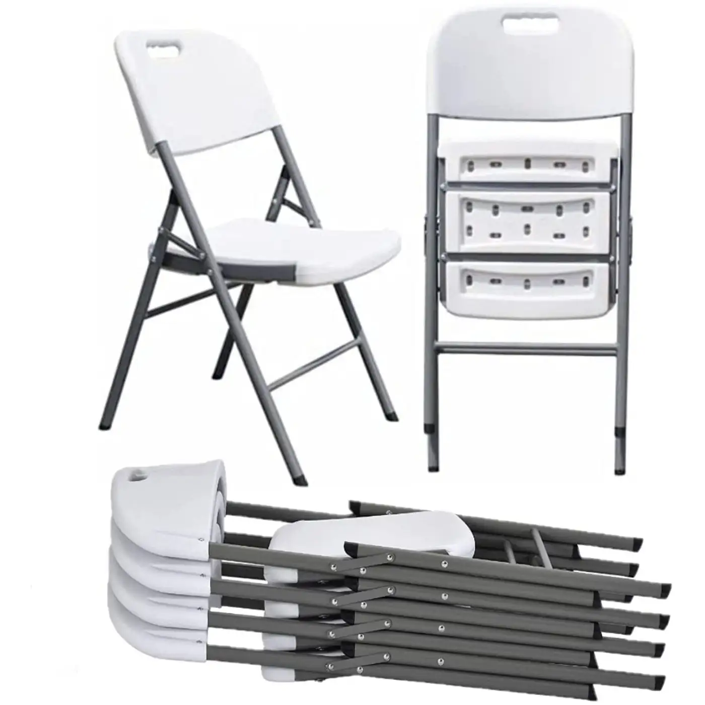 Silla plegable blanca y barata de plástico para pícnic al aire libre para dormitorio, patio, restaurante, uso en el baño