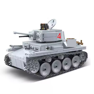 二战陆军坦克玩具Lt-38德国轻型坦克535件武器男孩车辆建筑套件军用坦克模型积木