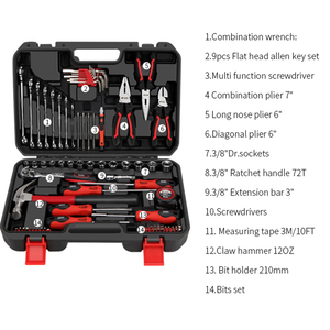 KAFUWELL SS3710A 78 Piece General Household Hand Auto Repair <strong>Tool</strong> Set <strong>Kit</strong> with Plastic Toolbox Storage Case - Product Image 2