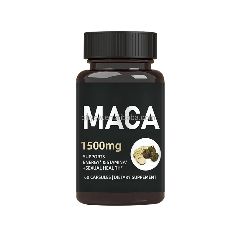 OEM ODM Cápsulas de Maca Preentrenamiento Vitamina Crecimiento muscular Suplemento deportivo Cápsulas de Maca de mejora masculina