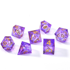 Özelleştirilmiş rol yapma oyunu zar Dnd D4-D20 şeffaf renkli sıvı çekirdek zar seti - Product Image 3