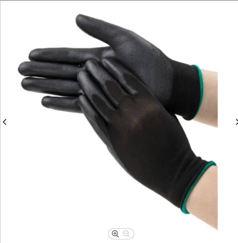 Guantes de mano industriales de seguridad de nailon, Guantes Recubiertos de Pu para construcción, de poliéster, negro y gris, precio más barato de China