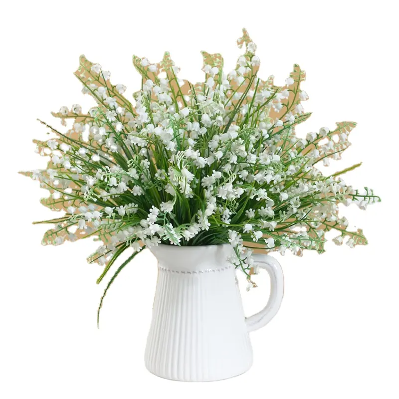 12 pezzi di giglio artificiale della valle campana bianca fiori campana del vento orchidea Bouquet da sposa, fiore di maggio per il giardino di casa Weddi