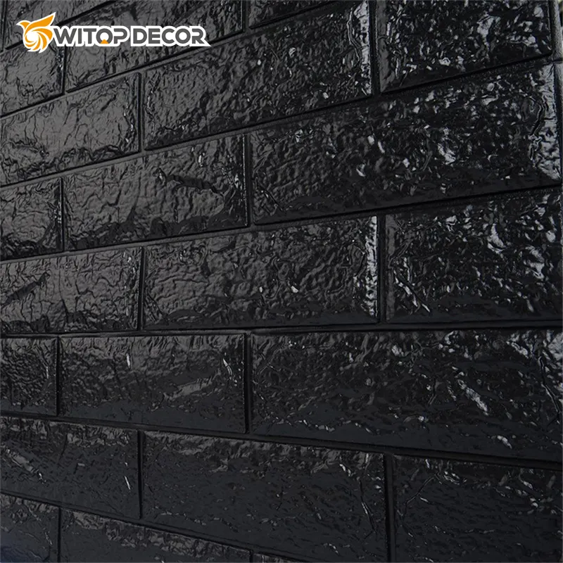 Papel de parede 3d de tijolos, papel de parede coreano de espuma preta branca