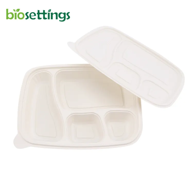 Биоразлагаемые Пищевые контейнеры CPLA на вынос на заказ, пластиковая коробка, экологически чистый Ланч-бокс Bento с 3 отделениями