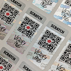 Custom Size <strong>Verification</strong> System Adhesive Scratch Off Security Qr <strong>Code</strong> Hologram Sticker with UV Fiber Paper - Product Image 4